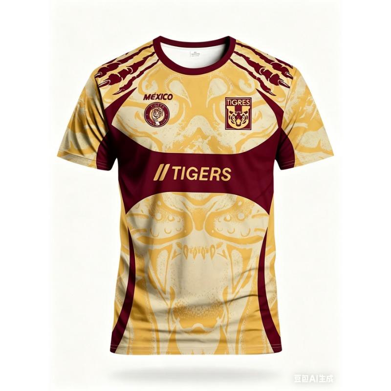Los Angeles Tigers Herren Fußballtrikot & Mexiko Rundhals Komfort-Sweatshirt mit Tiger-Grafikdruck, Perfekt für das Mexiko-Spiel