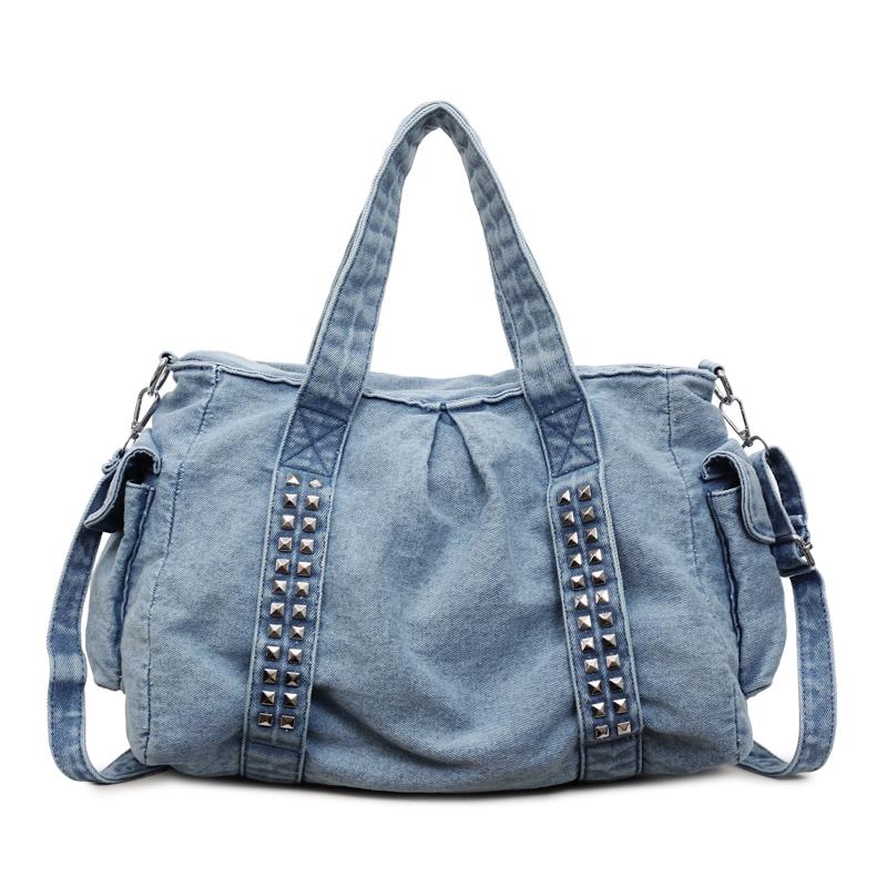 Vintage Denim Bag Women's Lightweight Shoulder Bag Commuter Large Capacity Crossbody Bag