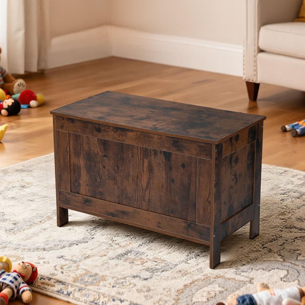 Kids Storage Bench, Wooden Toy Box Chest, Large Storage Cabinet with Safety Hinge, Toddlers Retro Storage Bench for Playroom, Living Room or Entryway,
