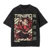 Anime Demon Slayer Hashibira Inosuke Graphic T Shirt Men Women Cotton Tshirts Vintage Washed Tee Harajuku Male Casual T-shirts