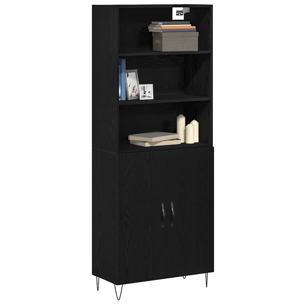Highboard 2 pcs Black Oak Effect Wood Based Material