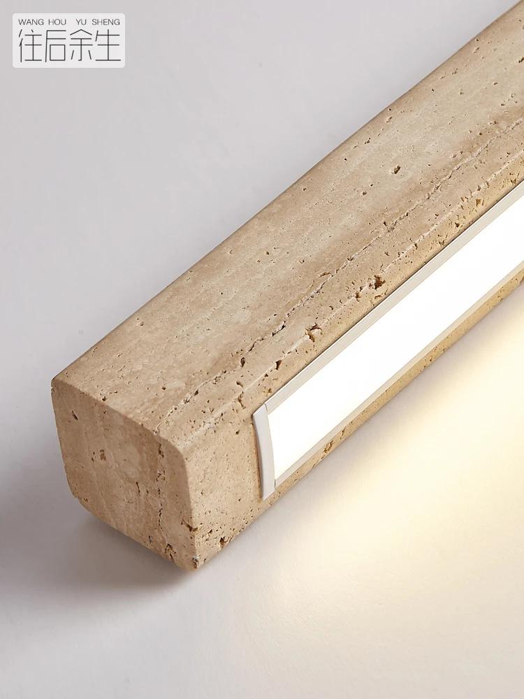 Pendant Lamp Stone Long Strip Chandelier One Line Downlight Restaurant Living Room Office Study Table Light Fixture Wood