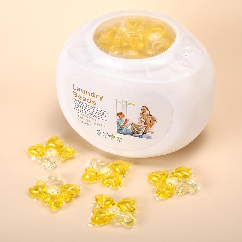 3-in-1 Laundry Capsules: Long-Lasting Fragrance, Highly Concentrated Detergent, Powerful Stain Removal, Three-Chamber Beads.
