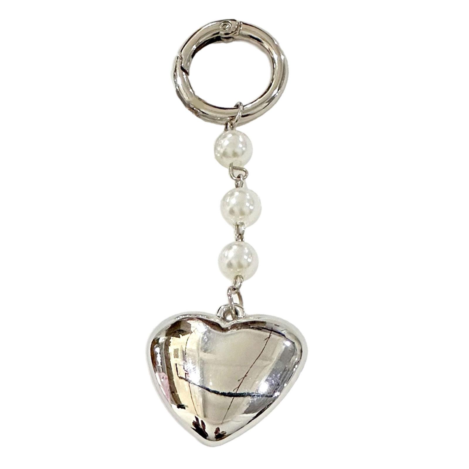 

Elegant Pearl Bowknot Heart Pendant Lovely Heart shaped Keyring Practical Hangings Pendant Decoration Phone Charm 3
