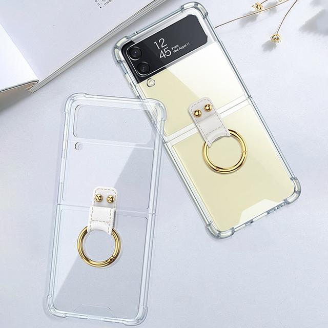 Z Flip 4 Case With Pen For Samsung Galaxy Z Flip 4 3 Flip3 Flip4 5g Case Capacitance Pen Slot Plating Transparent Stand Cover
