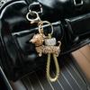 Cartoon Diamond Puppy Car Keychain Pendant Cute Dachshund Backpack Accessories Couple Car Key Chain Gift