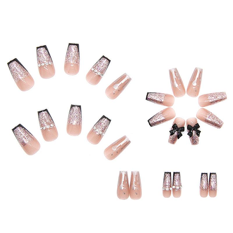 Wearing Nail Mature Atmosphere Ballet Nail Art Patch Finished Diamond Black Butterfly Internet celebrity Popular Shiny