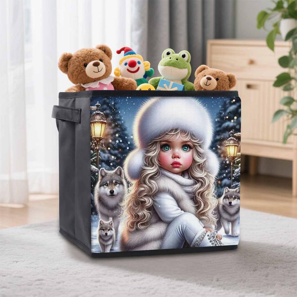 A Naive Girl 5D Diamond Painting Storage Basket Full Round Drill Mosaic Diamond Embroidery Cross Stitch Kits Home Decor Home Decor