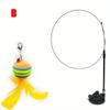 Interactive Cat Toys Kit Feather Toys with 1 Wands, 1 Suction Cups, Replacement Feather Heads for Indoor & Outdoor Play