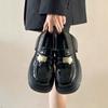 Black British style platform small leather shoes women's spring and autumn 2025 new versatile retro Mary Jane single shoes loafers