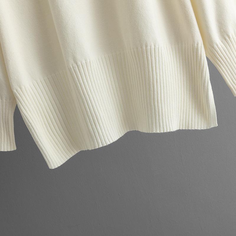 GMXIA Ležérní styl Kulatý výstřih Rozparkový svetrový set pro ženy, Dva volné a měkké pletené svetry na podzim a zimu