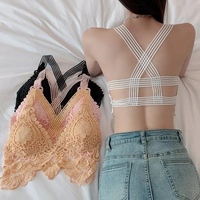 2024 Sexy Tops for Womens Lace Crop Top Woman Tank Tops Off Shoulder V-neck Sleeveless Camis for Women Backless Camisole