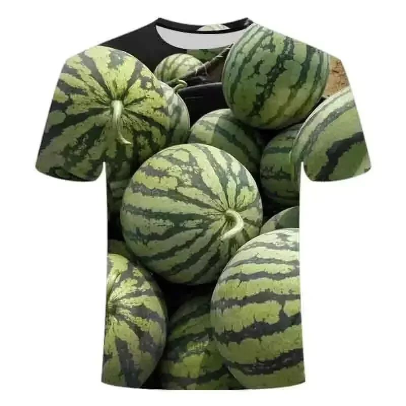 Herren Casual Mode Wassermelone Kreatives Grafik T-Shirt Lustig O-Ausschnitt Kurzarm Alltag Pop Locker Atmungsaktiv Übergröße Oberteil