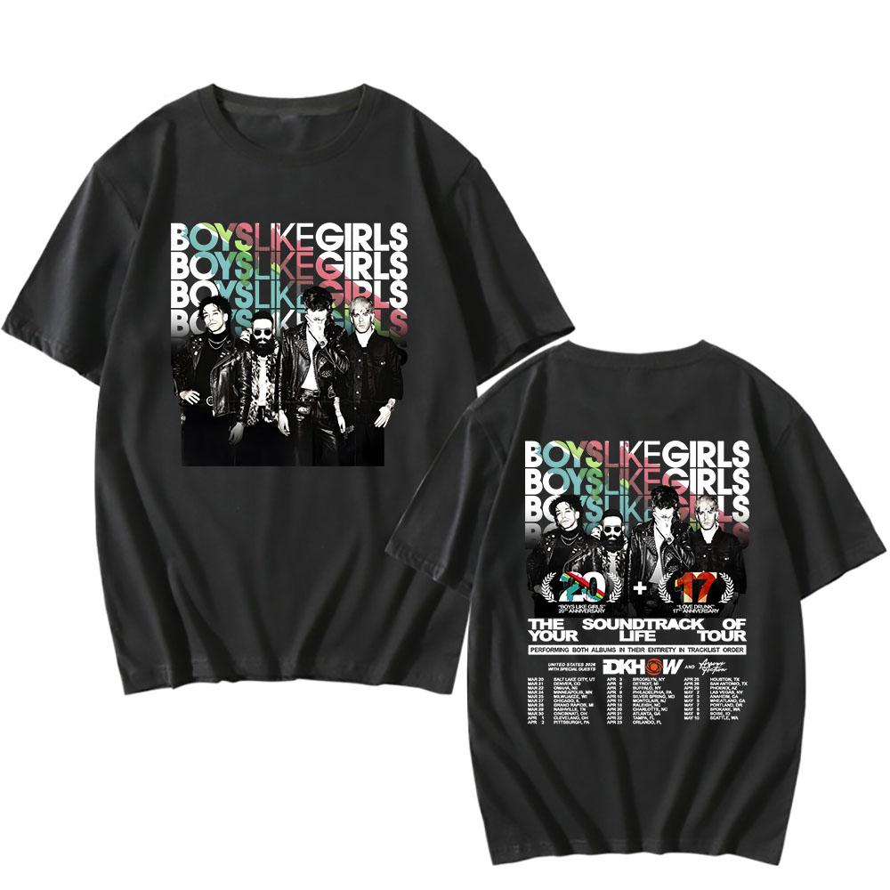 BLG THE SOUNDTRACK OF YOUR LIFE TOUR T-shirt BOYS LIKE GIRLS Rock Band Tshirts Cotton Short Sleeve Loose T Shirt Streetwear