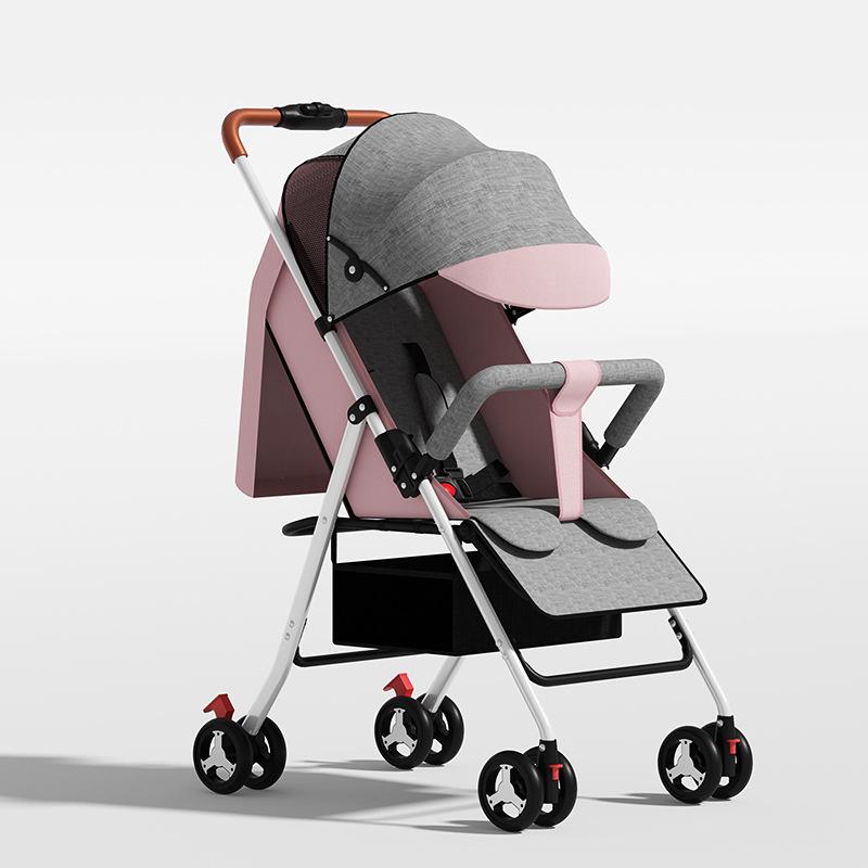 Leichter faltbarer Kinderwagen: Verstellbar, Sit-up, Vierräder, Ein-Knopf-Faltung