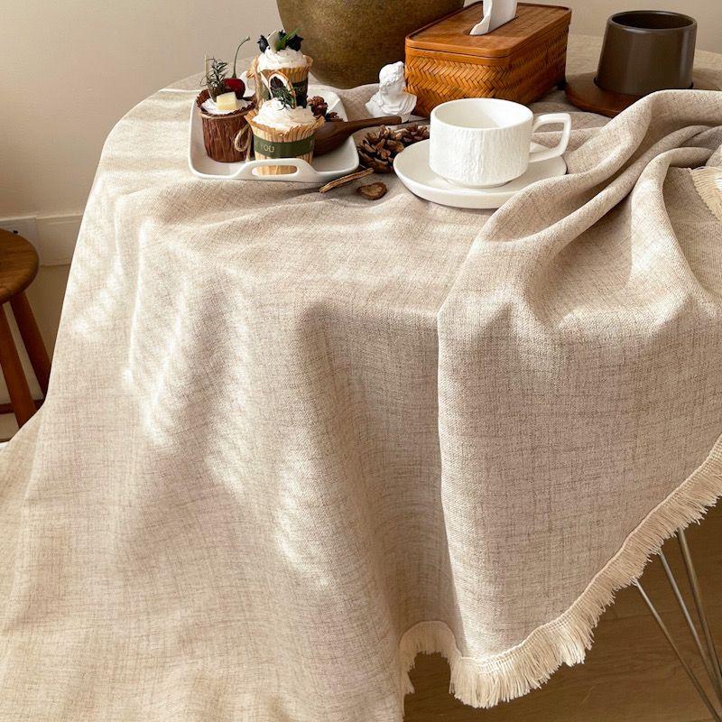 

Однотонная скатерть из ткани Хлопковая льняная текстура Утолщенная Однотонная Простая Современная Скатерть Высококачественная Скандинавская Скатерть для журнального столика Natural beard tablecloth 90-90