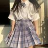 Authentic Japanese JK Plaid Mid-Length Student Uniform Set with Pleated Sailor Skirt