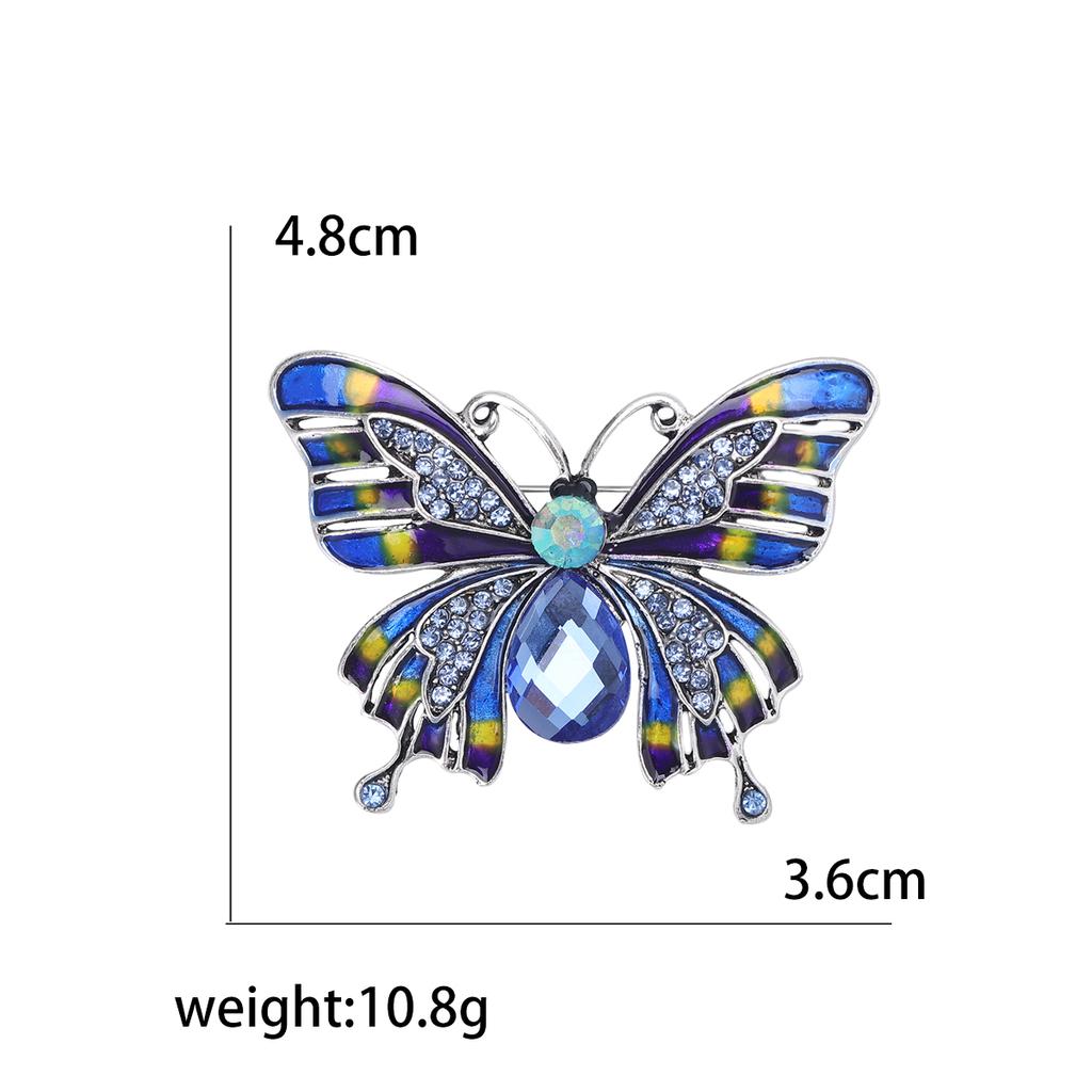 Rhinestone Butterfly Brooches for Women Unisex Enamel Insect Pins Banquet Party Backpack Gifts Jewelry Accessories