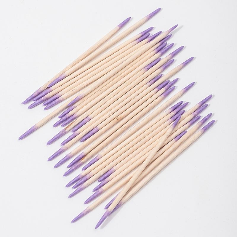 100/200/300/500Pcs Nail Double-Head Wood Swab Cleaning Sticks Purple Dual-Tipped Cotton Head Cleaning Swab Nail Polish Remover