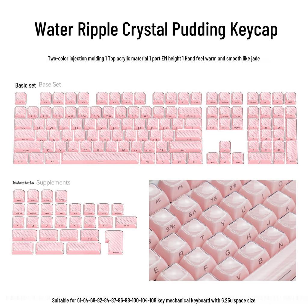 XVX Crystal Jelly 113-Unit Two-Color Mechanical Keycaps with Side Engraving