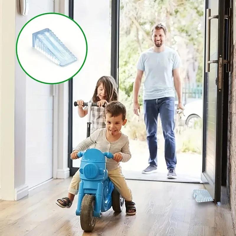 1pc Wedge Doorstops Safe Shock Absorbent Block Reusable Door Handle Stopper Convenient Rubber Anti-collision Doorstops
