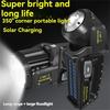 Rechargeable LED Spotlight Flashlight with 350° Rotate Head, 9 Modes, IPX6 Waterproof, Solar + TYPE-C Charging, Power Bank