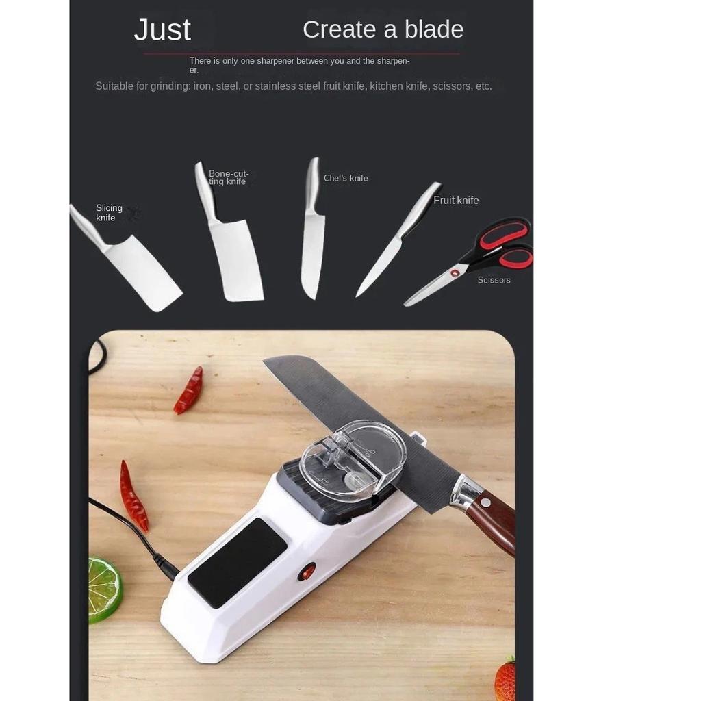 Electric Knife Sharpener, Automatic Blade Grinding, Household Multifunctional Kitchen Knife Sharpener with Fine Grinding Stone
