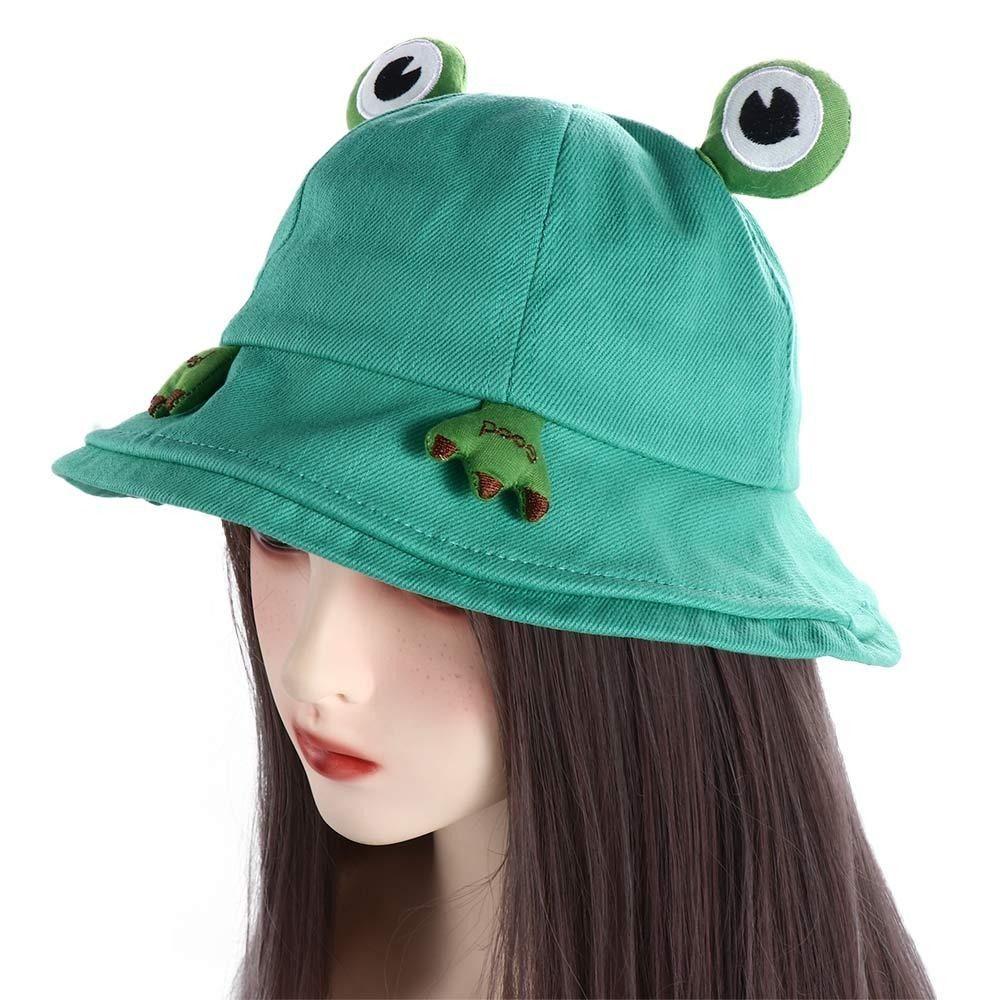 Big Brim Frog Fisherman Hat Breathable Cute Sun Visor Hat Fashion Women Bucket Hat  Leisure Wear