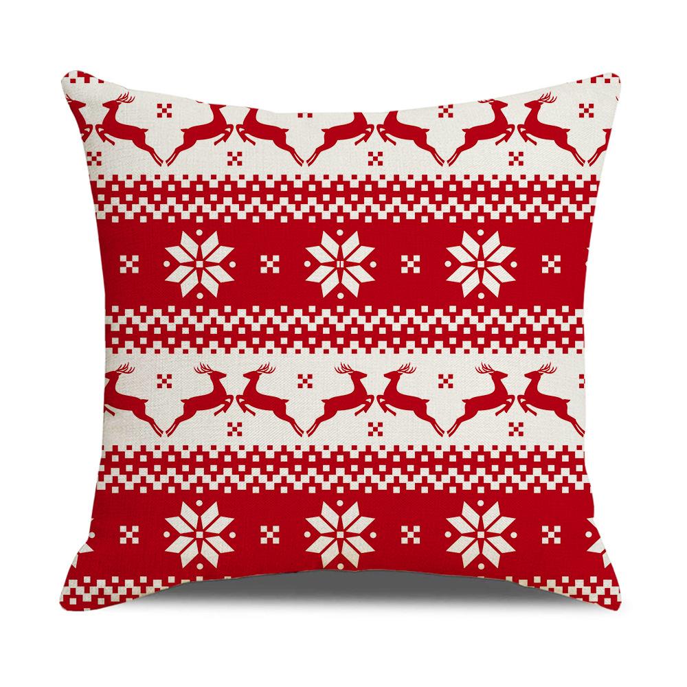 Red and Black Plaid Christmas Pillow Case Linen Print Home Lumbar Support Office Cushion