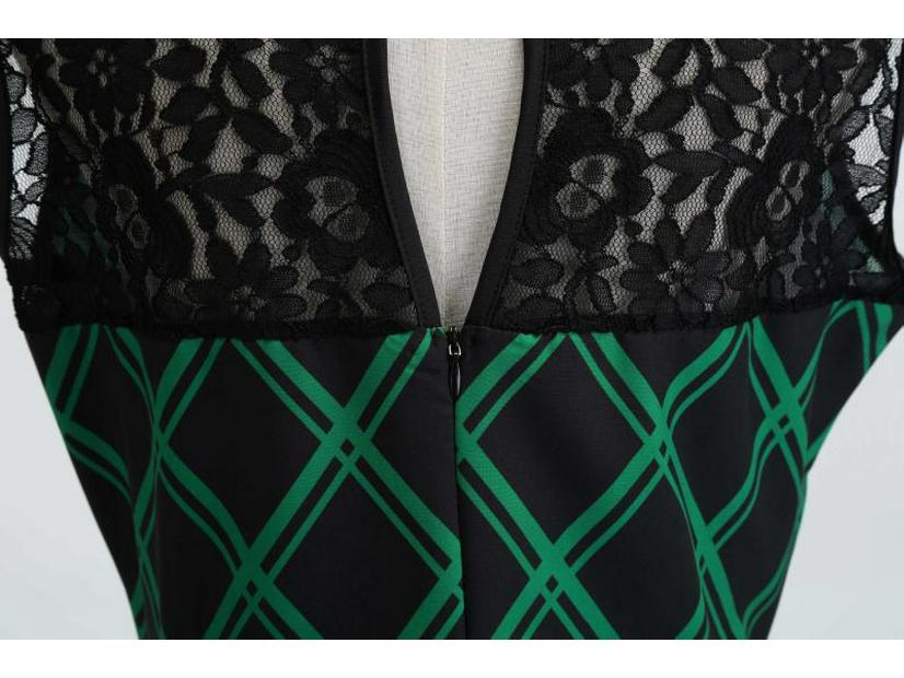 Vintage Sleeveless Lace Stitch Big Swing Dress