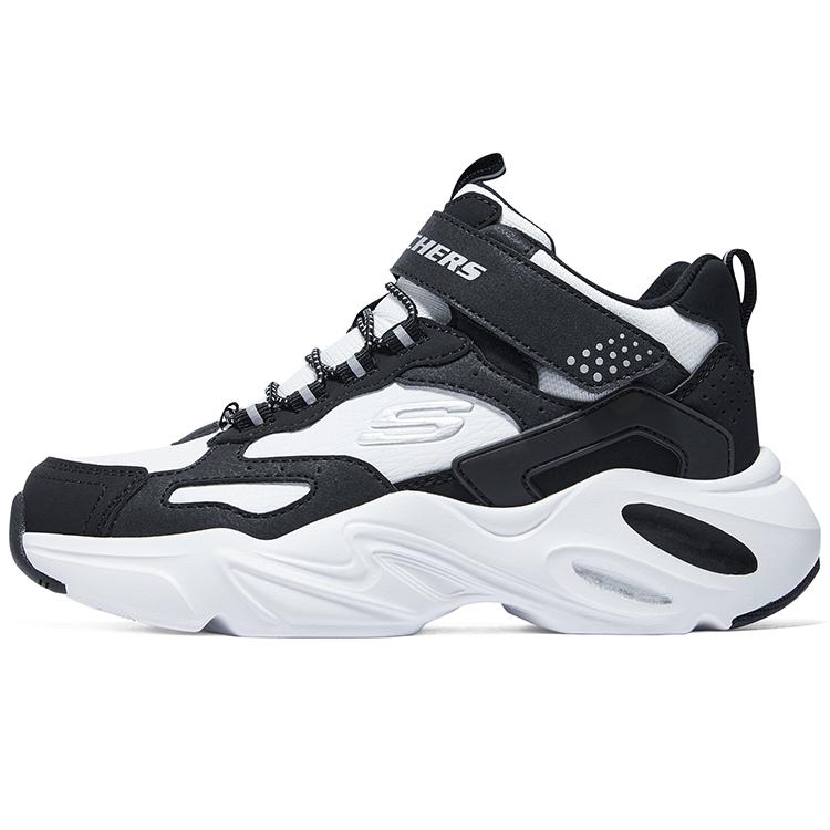 Skechers Kids Fashion Comfortable Fleece Lined Non-Slip Wear-Resistant Warm Mid-Top Casual Shoes Kids Casual Shoes Black White 319250L-BKW