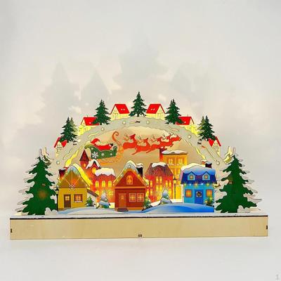 Christmas Wooden Desktop Decoration LED Holiday Gifts Creative Collectible Lighting