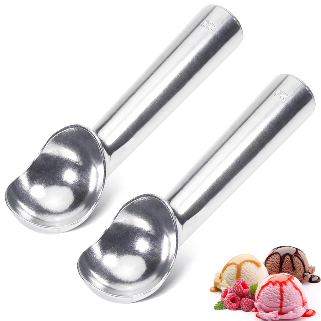2Pack Ice Cream Scoop, Nonstick Anti-Freeze One Piece Aluminum Scooper Spoon, Heavy Duty Ice Cream Scoop with Comfortable Handle