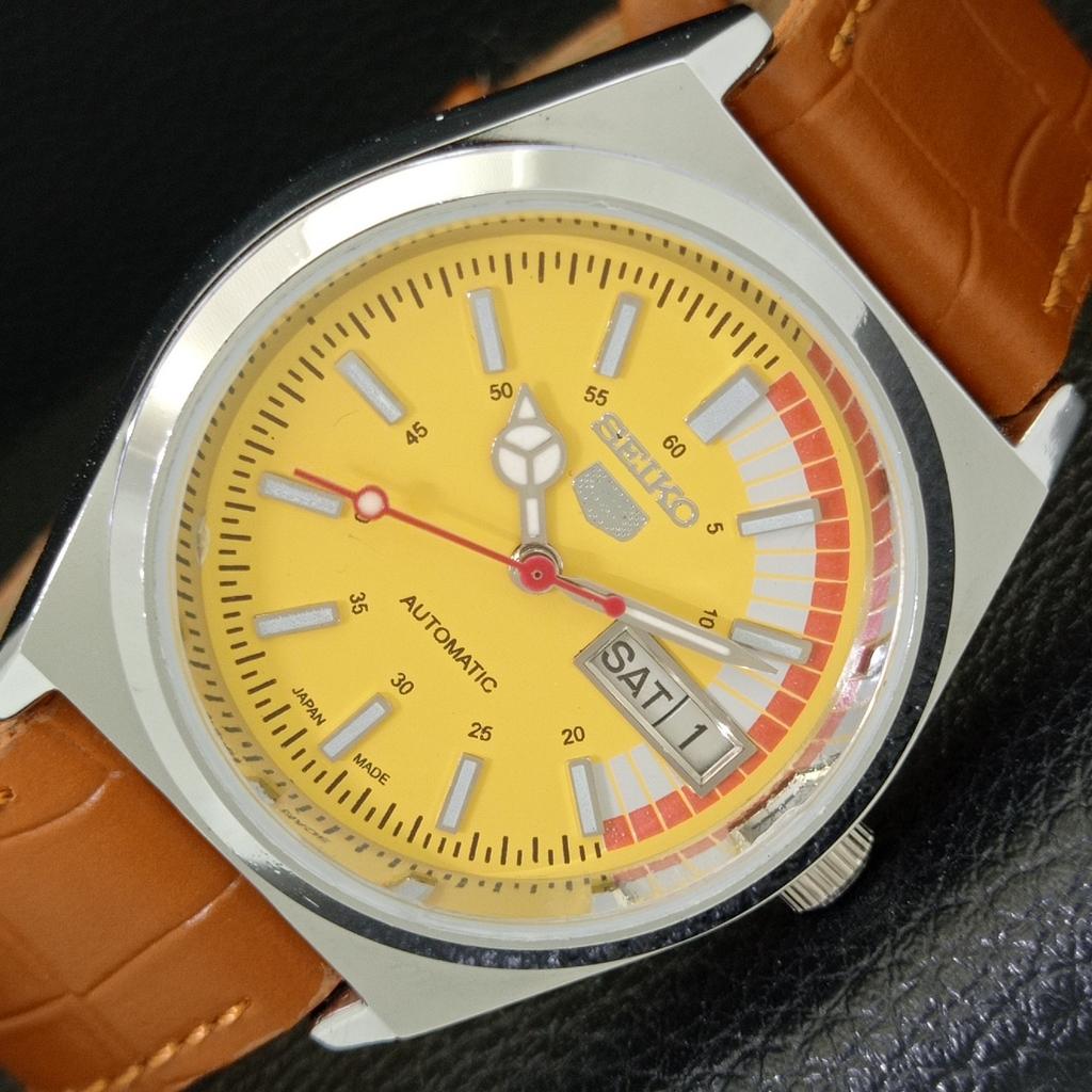Seiko 5 AUTOMATIC VINTAGE REFURBISHED 6309A JAPAN MENS YELLOW WATCH A440890-4 Sk-a440890