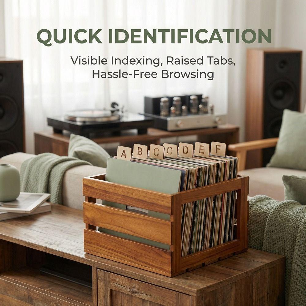 Alphabetical a-Z Guide Separator Holder Wooden Dividers File Dividers Music Collection