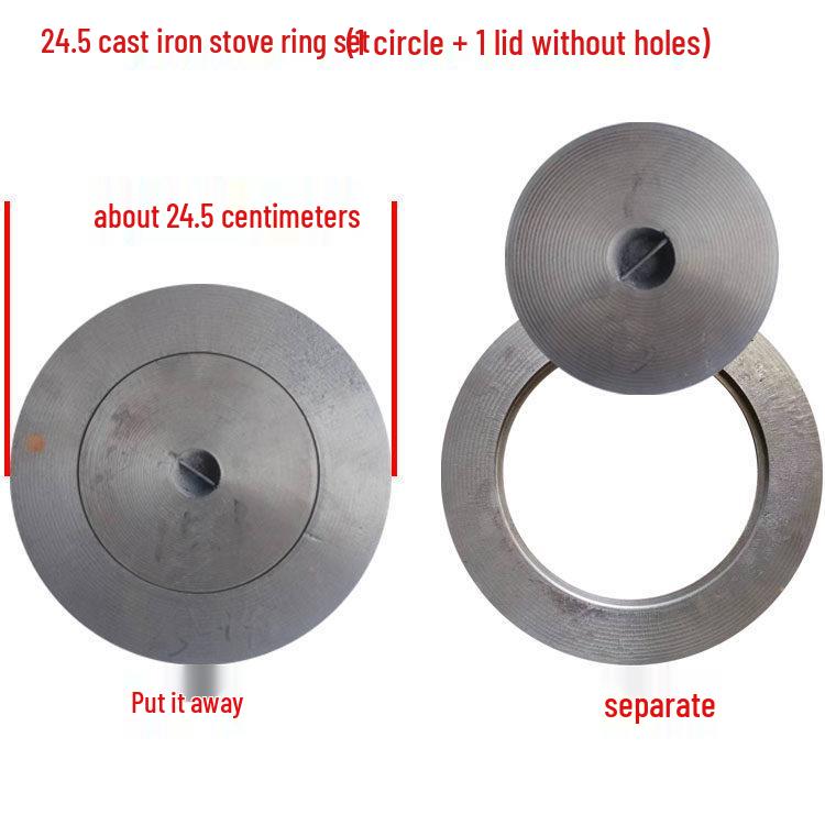 Cast Iron Firewood Stove Ring & Lid: Thickened Rustic Pot and Fire Pit Accessories