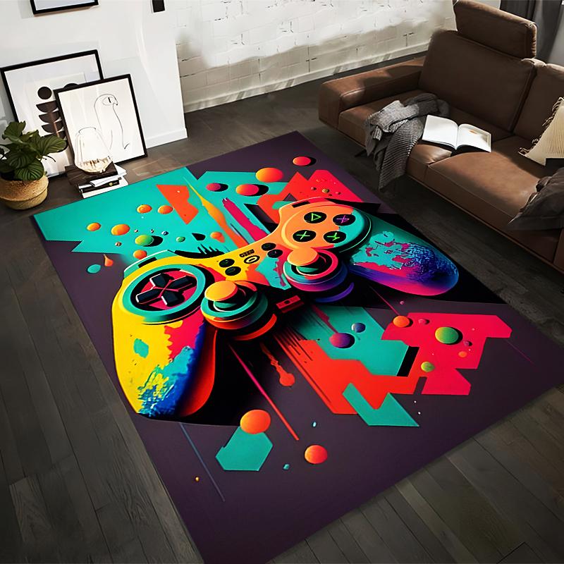 

Gaming Controller Art Carpet with Neon Colorful Abstract Design Suitable for use as an anti-slip for living room bedroom sofas 40x60cm( 15x23in )