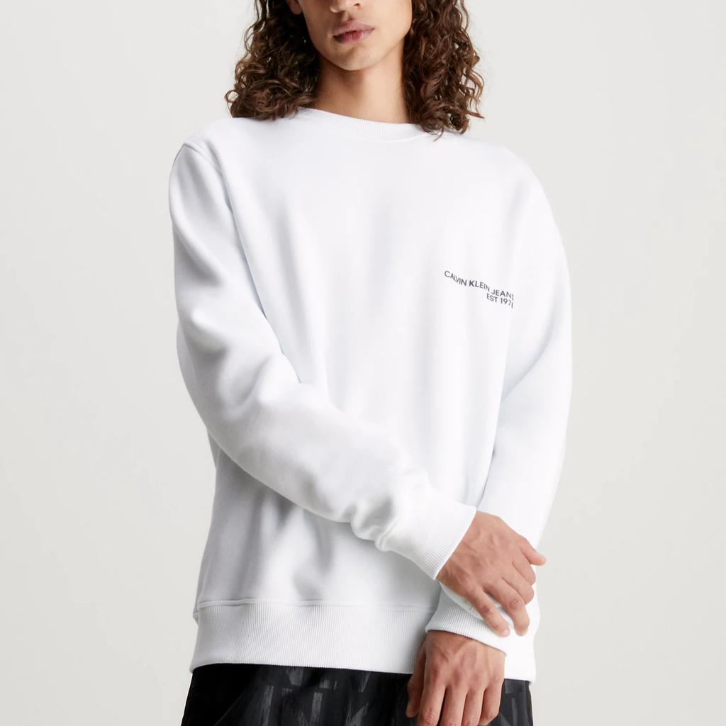 Calvin Klein Jeans Minimalist Letter Logo Printed Casual Long Sleeve Sweatshirt Men Sweatshirt Bright-White J30J324625-YAF