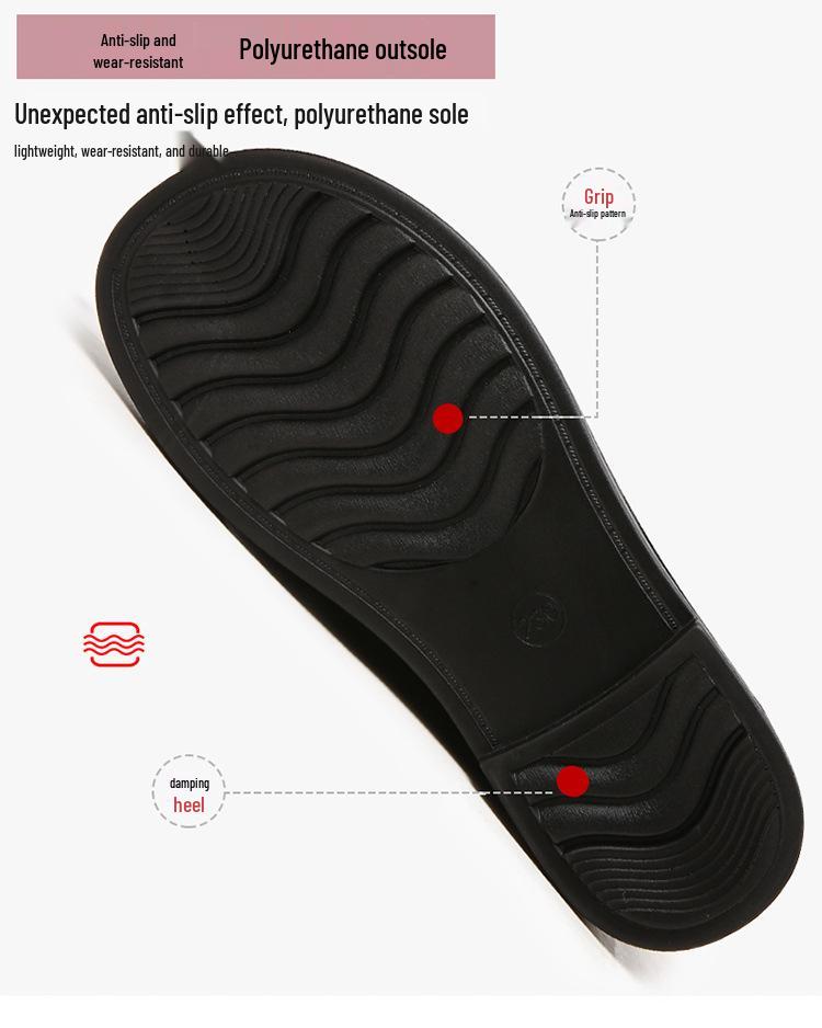 Women's Genuine Leather Soft Sole Casual Shoes - Non-slip, Comfortable, Single Shoes for Spring and Autumn.