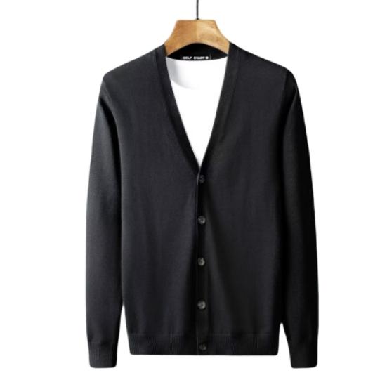 Men Cardigan Long Sleeve V-neck Slim Fit Single-breasted Solid Color Keep Warm Knitwear Spring Autumn Male Sweater Knitted Coat Daily Wear