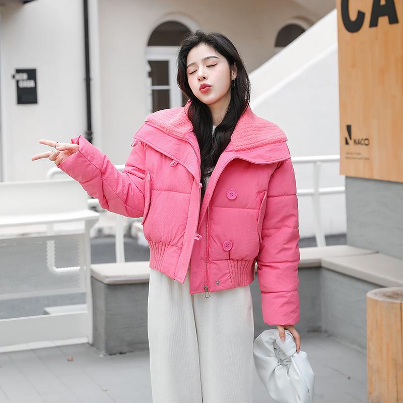 

Куртка женская короткая на пуху с высокой талией, лацканами, модная, теплая, на хлопковой подкладке, зимнее пальто, короткая стеганая куртка на хлопковой подкладке. XL