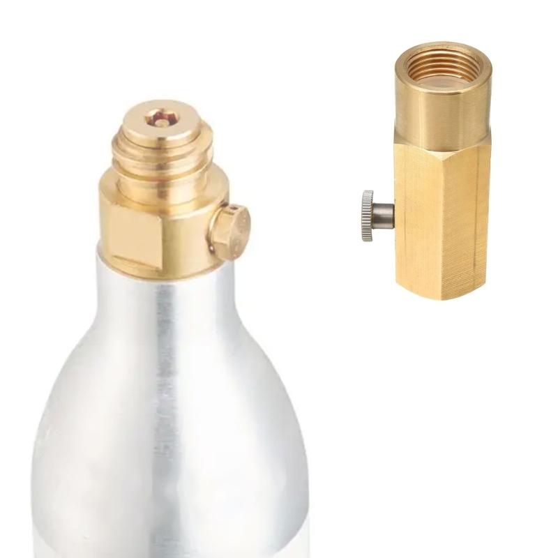 Brass CO2 Charges Adapter with Secure Connection & Extended Reach Long CO2 Cylinder Adapter Brass Fitting For Soft Drink Maker
