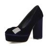 Spring Velvet Platform High Heels Pumps Shoes Woman Fashion Sexy Blue Red Women's Heeled Round Toe Office Party Wedding Shoes