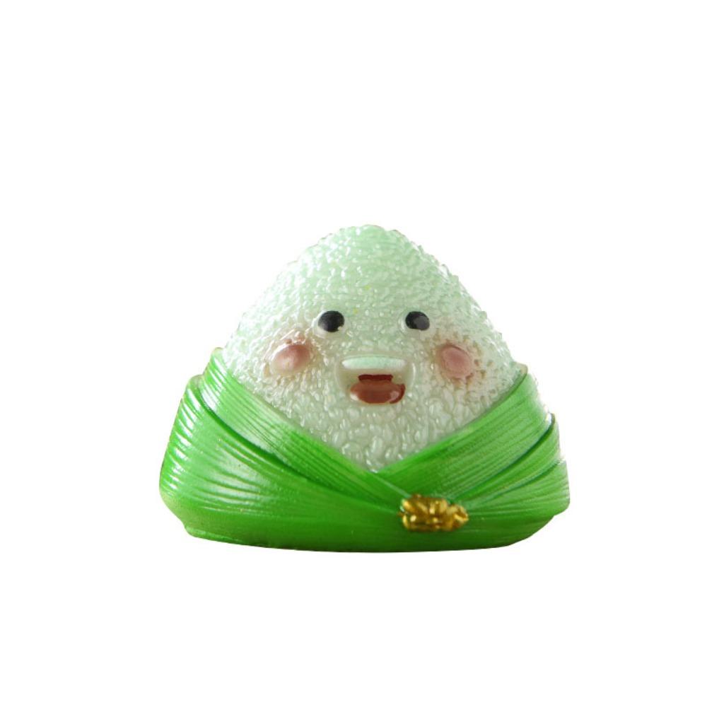 Высокотемпературная смола Статуэтка рисового пельменя Цветной орнамент рисового шарика Аксессуары для чайного сервиза зелёный