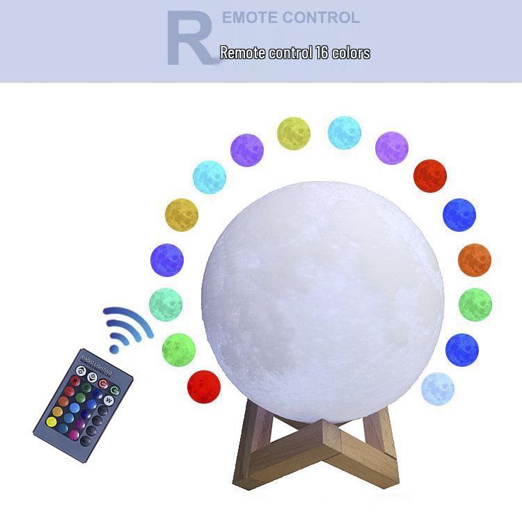 Moon Lamp USB Charging LED Night Light, 7-Color Touch, Creative Bedside Planet Lamp, Perfect Birthday Gift.
