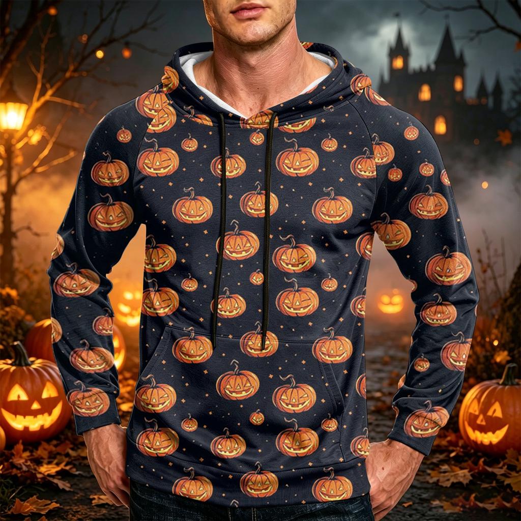 Men's Loose Fit Hoodie with Pocket Drawstring Printed Design for Casual Everyday Wear