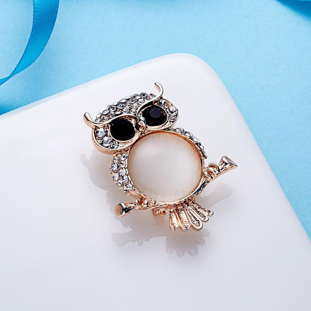 Luxury Animal Pins Imitation Pearls Rhinestone Brooches Elegant Owl Brooches  Gift Giving