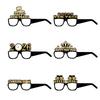 12/6pcs Happy New Year Paper Glasses 2026 Eyeglasses Frame Photo Booth Props New Year's Eve Party Decoration Christmas Supplies