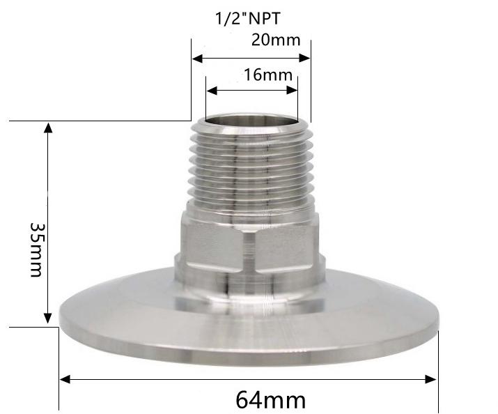1/4" 3/8" 1/2" 3/4" 1" -4" NPT Male X 0.5" 0.75" 1.5" 2" -4" Tri Clamp Connector Pipe Fitting 304 316L Stainless Steel Sanitary