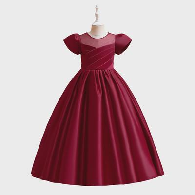 2025 Girl's Satin Princess Dress - Birthday Party & Piano Performance Outfit